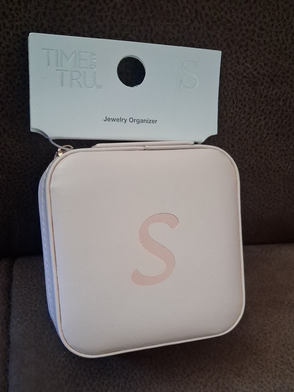 Time and Tru Blush Pink Compact Jewelry Organizer Monogram S